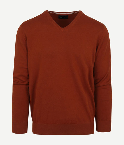 Suitable pullover vini v-hals oranje | Slim-fit