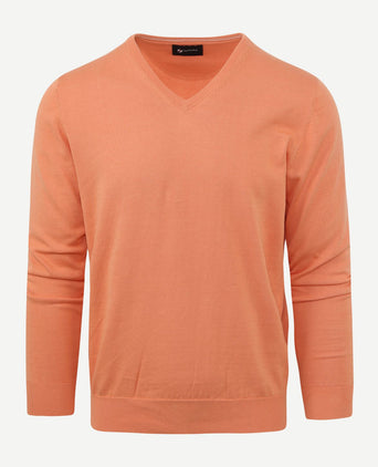 Suitable pullover vini v-hals oranje | Slim-fit