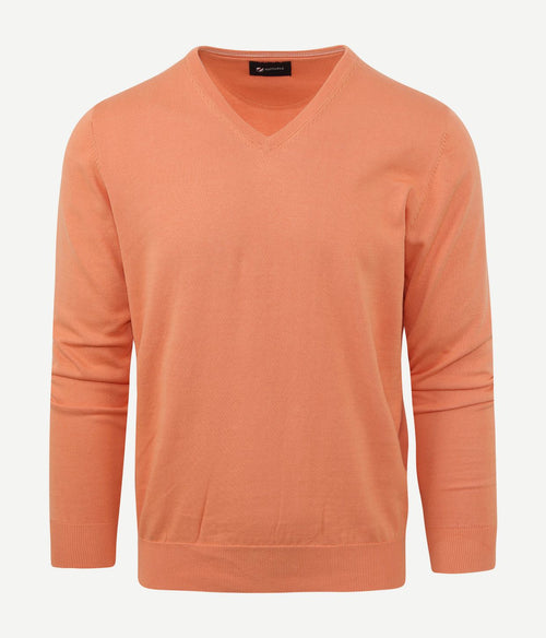 Suitable pullover vini v-hals oranje | Slim-fit