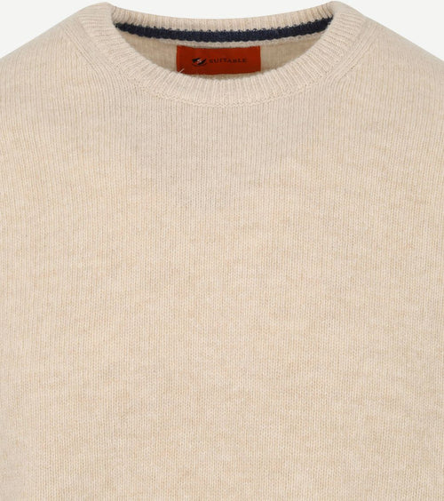 Suitable pullover wol o-hals beige