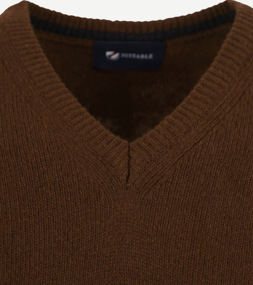 Suitable pullover wol v-hals bruin