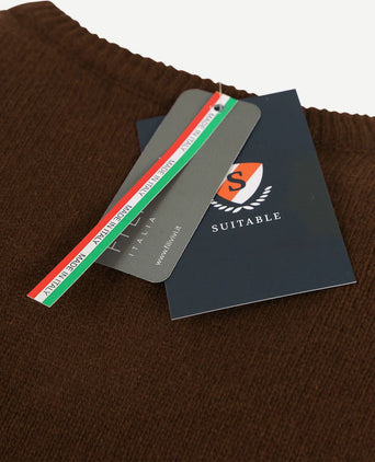 Suitable pullover wol v-hals bruin