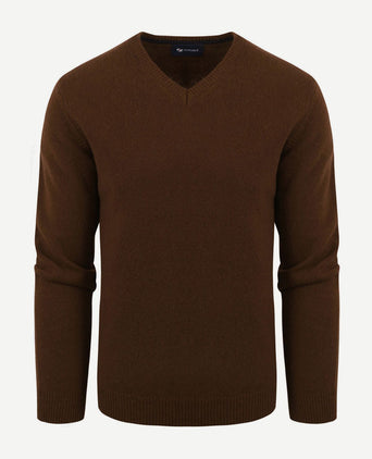Suitable pullover wol v-hals bruin