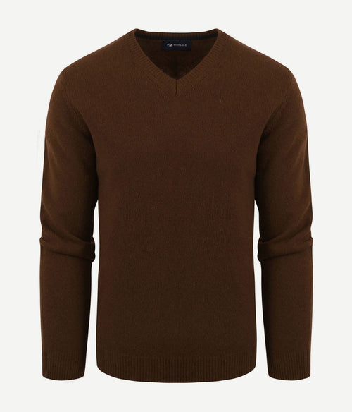 Suitable pullover wol v-hals bruin