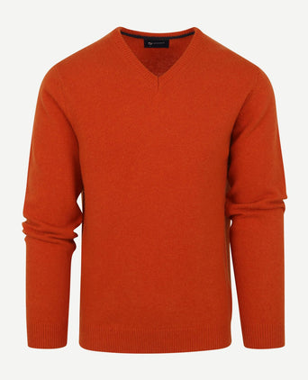 Suitable pullover wol v-hals oranje