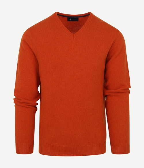 Suitable pullover wol v-hals oranje