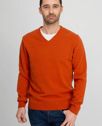 Suitable pullover wol v-hals oranje