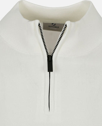 Suitable race halve rits trui ecru | Slim-fit