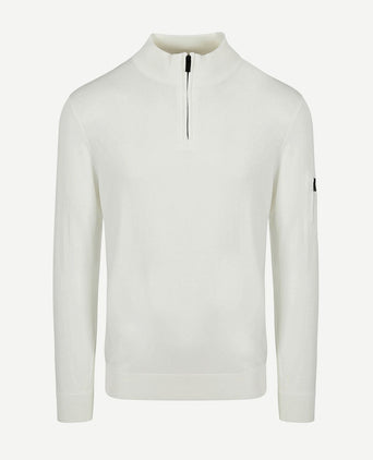 Suitable race halve rits trui ecru | Slim-fit