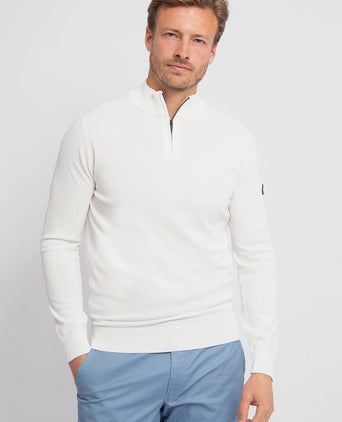 Suitable race halve rits trui ecru | Slim-fit