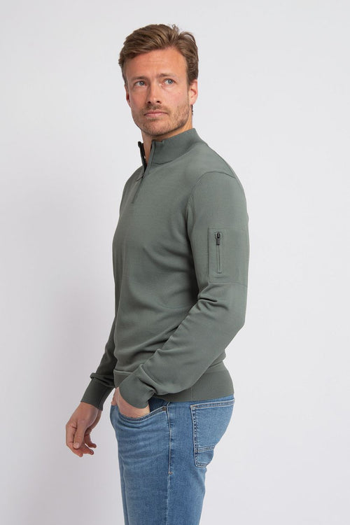 Suitable race halve rits trui groen | Slim-fit