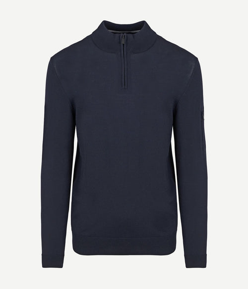 Suitable race halve rits trui donkerblauw | Slim-fit