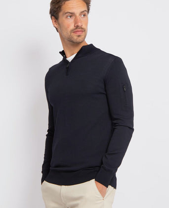 Suitable race halve rits trui donkerblauw | Slim-fit