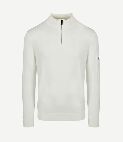 Race halve rits trui off white