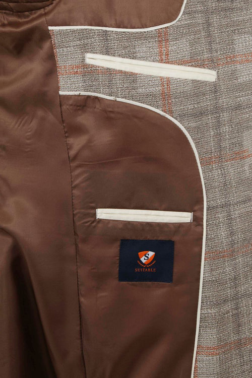 Suitable respect colbert fame jersey ruit flex bruin | Slim-fit