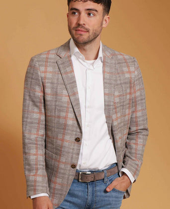 Suitable respect colbert fame jersey ruit flex bruin | Slim-fit