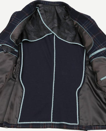 Suitable respect colbert montreal ruit flex donkerblauw