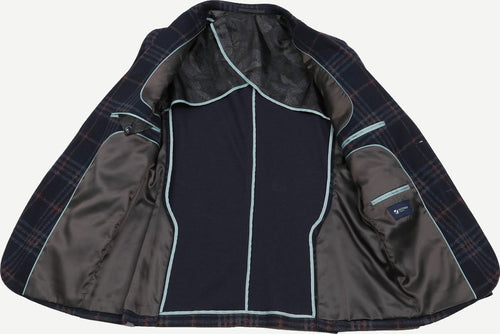Suitable respect colbert montreal ruit flex donkerblauw