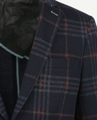 Suitable respect colbert montreal ruit flex donkerblauw