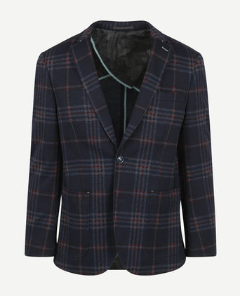 Suitable respect colbert montreal ruit flex donkerblauw
