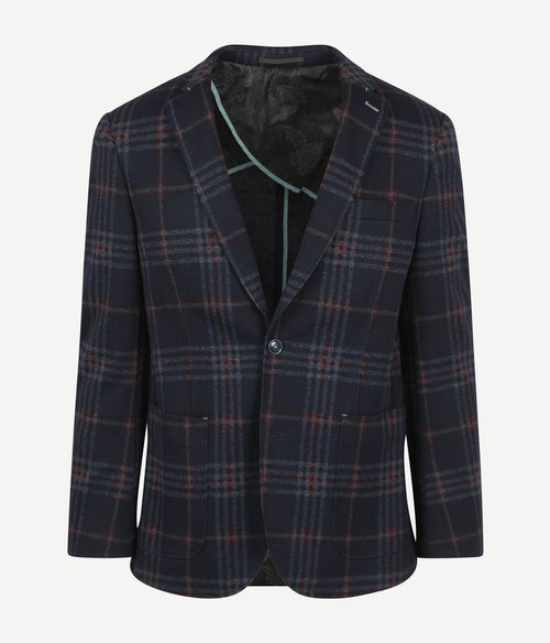 Suitable respect colbert montreal ruit flex donkerblauw