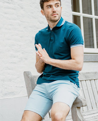 Suitable respect jink short lichtblauw | Slim-fit