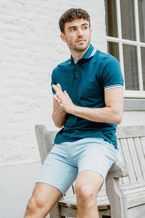 Suitable respect jink short lichtblauw | Slim-fit