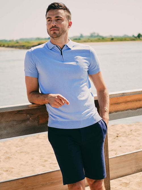 Suitable respect jink short donkerblauw | Slim-fit