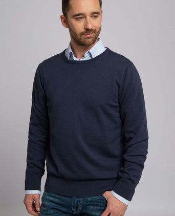 Suitable respect oinix pullover o-hals donkerblauw | Slim-fit