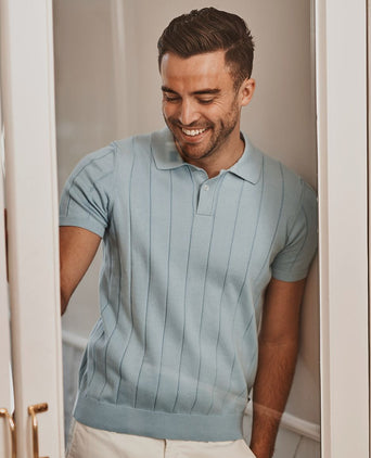 Suitable respect polo drop needle lichtblauw