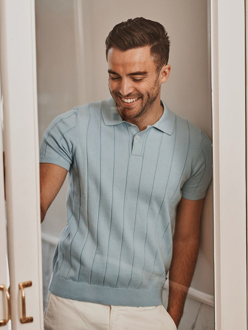 Suitable respect polo drop needle lichtblauw