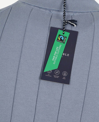 Respect polo drop needle staal blauw