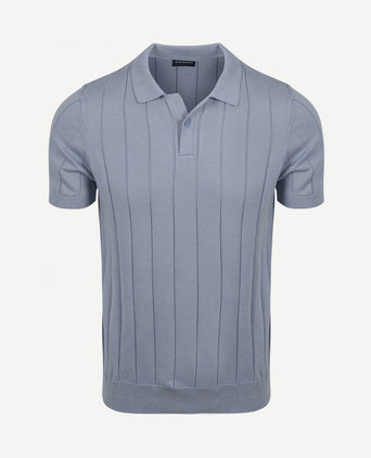 Respect polo drop needle staal blauw