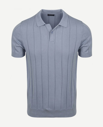 Respect polo drop needle staal blauw