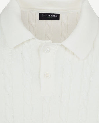 Respect polo knit cable ecru