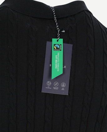 Respect polo knit cable donkerblauw