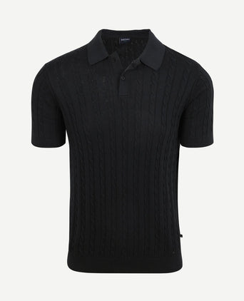 Respect polo knit cable donkerblauw