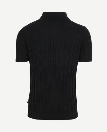Respect polo knit cable donkerblauw