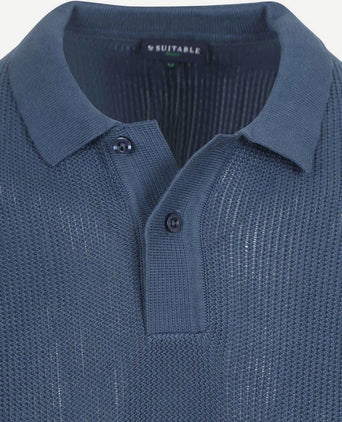 Suitable respect polo structure knit blauw