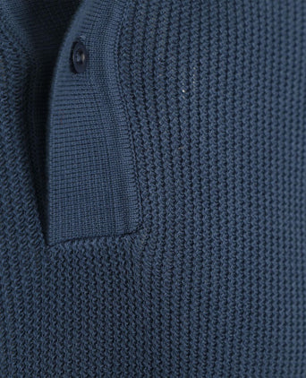 Respect polo structure knit blauw