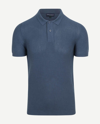 Respect polo structure knit blauw