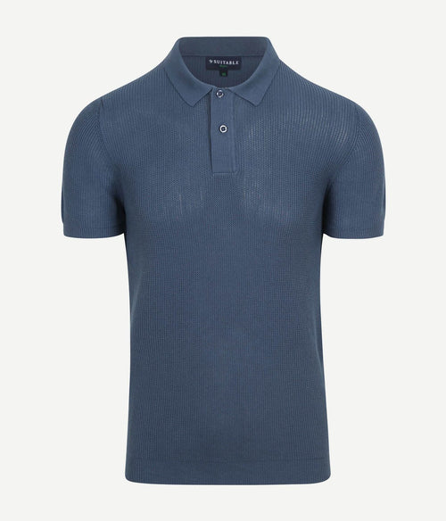 Suitable respect polo structure knit blauw