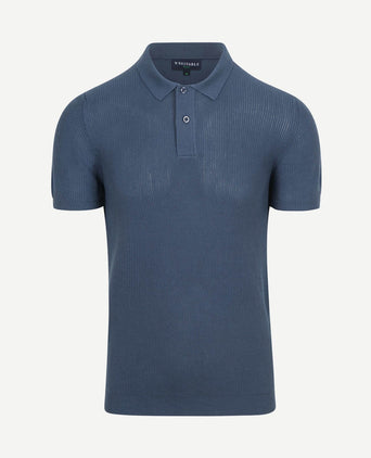 Respect polo structure knit blauw