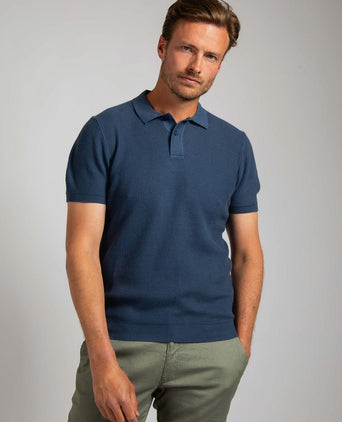 Respect polo structure knit blauw