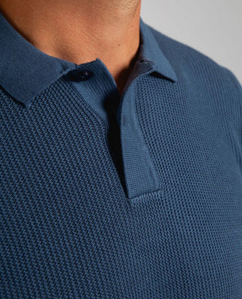 Respect polo structure knit blauw