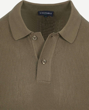 Suitable respect polo structure knit olijfgroen