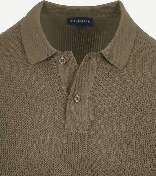 Suitable respect polo structure knit olijfgroen