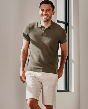 Respect polo structure knit olijfgroen