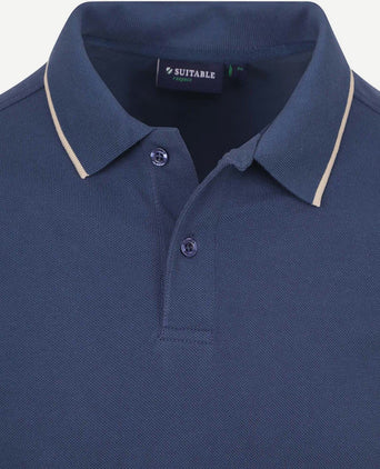 Suitable respect polo tip ferry denim blauw | Regular-fit