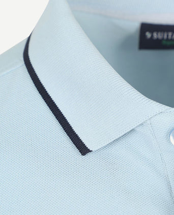 Suitable respect polo tip ferry lichtblauw | Regular-fit